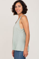 Light Olive V-Neck Hi-Low Tank Top