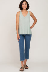 Light Olive V-Neck Hi-Low Tank Top