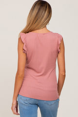 Mauve Sweetheart Neckline Maternity Top