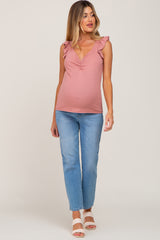 Mauve Sweetheart Neckline Maternity Top