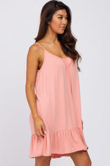 Light Pink Ruffle Hemp Swing Dress