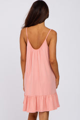 Light Pink Ruffle Hemp Swing Dress