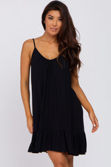 Black Ruffle Hem Maternity Swing Dress