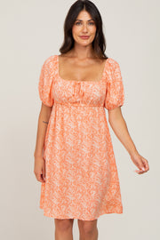 Coral Floral Tie Front Dress