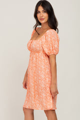 Coral Floral Tie Front Dress