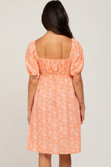 Coral Floral Tie Front Dress