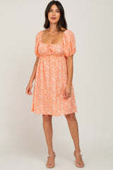 Coral Floral Tie Front Dress