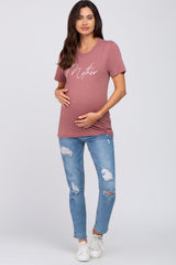 Mauve Mother Graphic Maternity T-Shirt