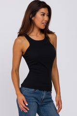 Black Ribbed Fitted Top