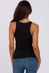 Black Ribbed Fitted Top