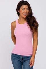 Pink Ribbed Fitted Top