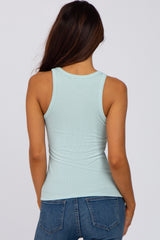 Mint Ribbed Fitted Top