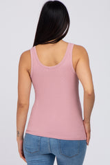 Mauve Ribbed V-Neck Maternity Tank Top