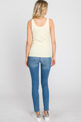 Yellow Ribbed V-Neck Tank Top