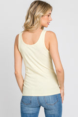 Yellow Ribbed V-Neck Tank Top