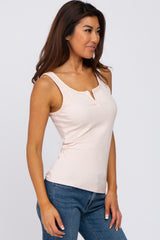 Light Pink Ribbed V-Neck Tank Top