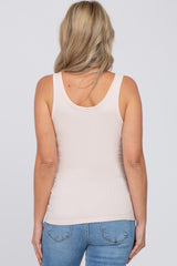 Light Pink Ribbed V-Neck Maternity Tank Top