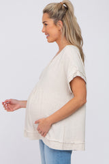 Beige Linen Maternity Blouse