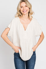 Beige Linen Maternity Blouse