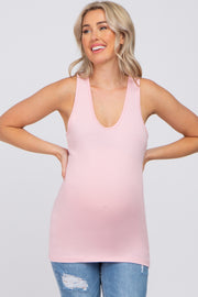 Light Pink Fitted Maternity Tank Top