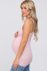 Light Pink Fitted Maternity Tank Top