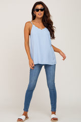 Light Blue Scallop Neckline Blouse