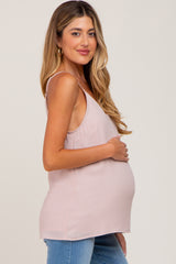 Light Pink Scallop Neckline Maternity Blouse