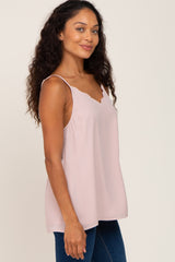 Light Pink Scallop Neckline Blouse