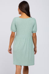 Mint Ribbed Short Sleeve Maternity Dress