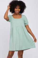 Mint Ribbed Short Sleeve Dress