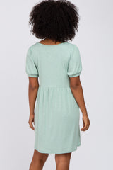 Mint Ribbed Short Sleeve Dress