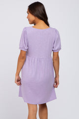 Lavender Ribbed Short Sleeve Maternity Dress