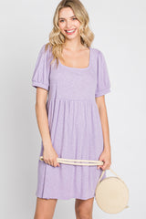 Lavender Ribbed Short Sleeve Dress