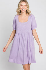 Lavender Ribbed Short Sleeve Dress