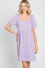 Lavender Ribbed Short Sleeve Dress