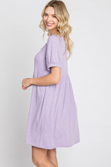 Lavender Ribbed Short Sleeve Dress