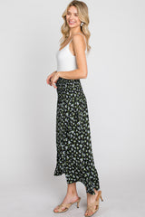 Black Floral Hi Low Ruffle Skirt