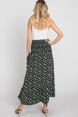 Black Floral Hi Low Ruffle Skirt