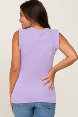 Lavender Ribbed Ruffle Maternity Tank Top