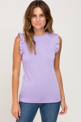 Lavender Ribbed Ruffle Maternity Tank Top