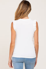 Ivory Ribbed Ruffle Maternity Tank Top