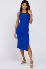 Royal Blue Ribbed Midi Dress