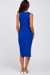 Royal Blue Ribbed Midi Dress