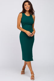 Green Ribbed Midi Dress