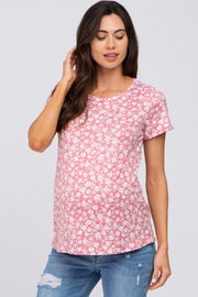 Mauve Floral Short Sleeve Maternity Top