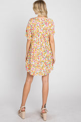 Multi-Color Floral Short Sleeve Dress