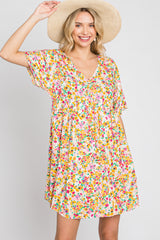 Multi-Color Floral Short Sleeve Dress