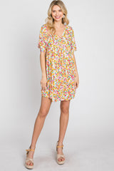 Multi-Color Floral Short Sleeve Dress