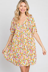 Multi-Color Floral Short Sleeve Dress