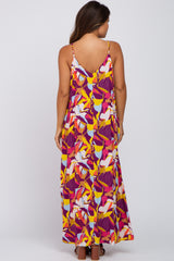 Magenta Multi-Color Printed Sleeveless Maternity Maxi Dress